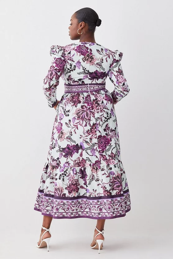 Budget 🔔 Karen Millen Plus Lydia Millen Border Cotton Sateen Woven Midi 👗 Dress - floral 😍 5 Budget 🔔 Karen Millen Plus Lydia Millen Border Cotton Sateen Woven Midi 👗 Dress - floral 😍 - Image 3