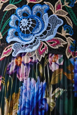 Cheapest ⭐ Karen Millen Metallic Guipure Lace Placed Floral Pleat Midi 👗 Dress - black ✨ -Karen Millen Outlet store bkk07344 black xl 5