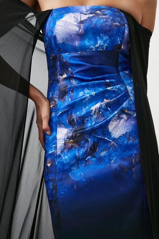 Hot Sale 🎁 Karen Millen Weston Placed Crystal Print Midi Cape 👗 Dress - black 🎁 4 Hot Sale 🎁 Karen Millen Weston Placed Crystal Print Midi Cape 👗 Dress - black 🎁 - Image 2