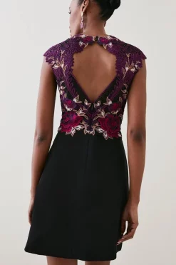 Discount 😍 Karen Millen Metallic Guipure Lace Mirrored Mini 👗 Dress - purple 🌟 13 Discount 😍 Karen Millen Metallic Guipure Lace Mirrored Mini 👗 Dress - purple 🌟 -Karen Millen Outlet store bkk07370 purple xl 4