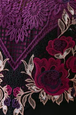 Discount 😍 Karen Millen Metallic Guipure Lace Mirrored Mini 👗 Dress - purple 🌟 14 Discount 😍 Karen Millen Metallic Guipure Lace Mirrored Mini 👗 Dress - purple 🌟 -Karen Millen Outlet store bkk07370 purple xl 5