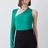 Best deal 🔥 Karen Millen Bandage Asymmetric One Sleeve Top - green 🔔 -Karen Millen Outlet store bkk07373 green xl