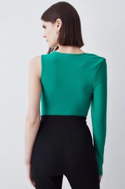 Best deal 🔥 Karen Millen Bandage Asymmetric One Sleeve Top - green 🔔 -Karen Millen Outlet store bkk07373 green xl 2