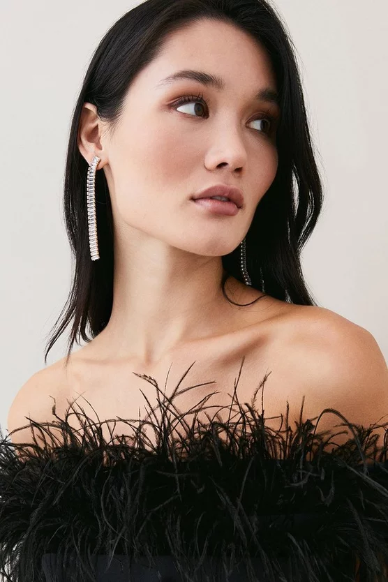 Brand new ⌛ Karen Millen Feather Bardot Stretch Crepe Maxi 👗 Dress 👏 5 Brand new ⌛ Karen Millen Feather Bardot Stretch Crepe Maxi 👗 Dress 👏 - Image 3