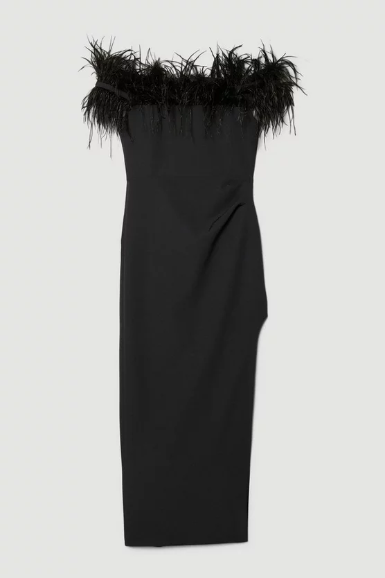 Brand new ⌛ Karen Millen Feather Bardot Stretch Crepe Maxi 👗 Dress 👏 6 Brand new ⌛ Karen Millen Feather Bardot Stretch Crepe Maxi 👗 Dress 👏 - Image 4