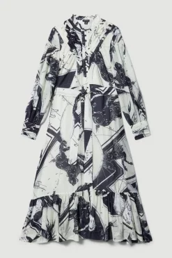 New 👏 Karen Millen British Museum Silk Cotton Star Mapped Woven Maxi 👗 Dress - mono 😍 11 New 👏 Karen Millen British Museum Silk Cotton Star Mapped Woven Maxi 👗 Dress - mono 😍 -Karen Millen Outlet store bkk07405 mono xl 3