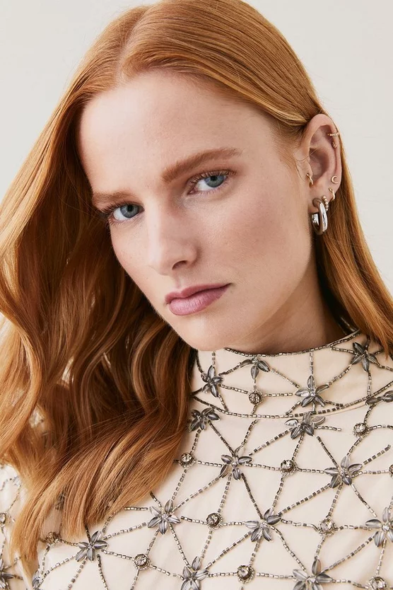 Promo 👏 Karen Millen Lydia Millen Embellished Tie Neck Detail Woven Mini 👗 Dress - ivory 🥰 4 Promo 👏 Karen Millen Lydia Millen Embellished Tie Neck Detail Woven Mini 👗 Dress - ivory 🥰 - Image 3