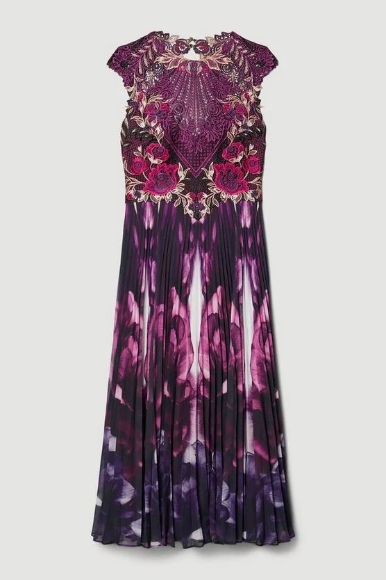 Best Pirce 👍 Karen Millen Petite Metallic Guipure Lace Mirrored Midi 👗 Dress - purple ⭐ 6 Best Pirce 👍 Karen Millen Petite Metallic Guipure Lace Mirrored Midi 👗 Dress - purple ⭐ - Image 4