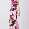 Wholesale ✔️ Karen Millen Diamante Trim Floral Woven Maxi 👗 Dress - pink 😀
