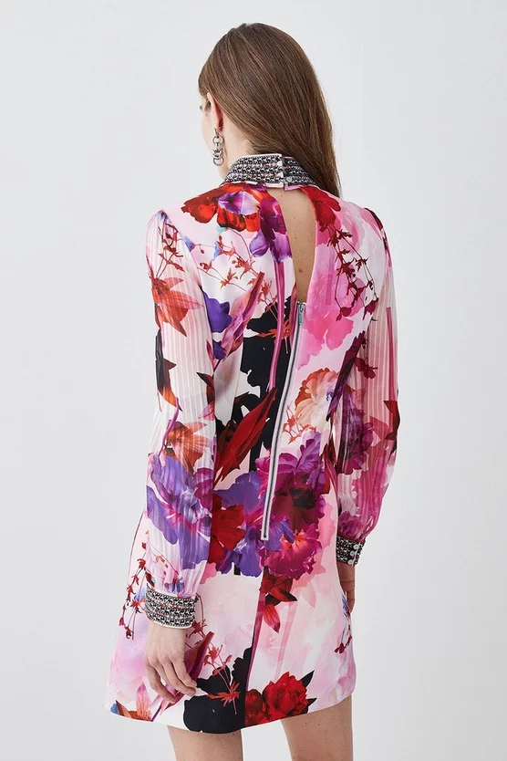 Buy ✔️ Karen Millen Diamante Trim Floral Woven Mini 👗 Dress - pink 😍 5 Buy ✔️ Karen Millen Diamante Trim Floral Woven Mini 👗 Dress - pink 😍 - Image 3