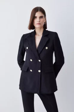 Hot Sale 🌟 Karen Millen Boucle Longline Double Breasted Tailored Blazer 🎉