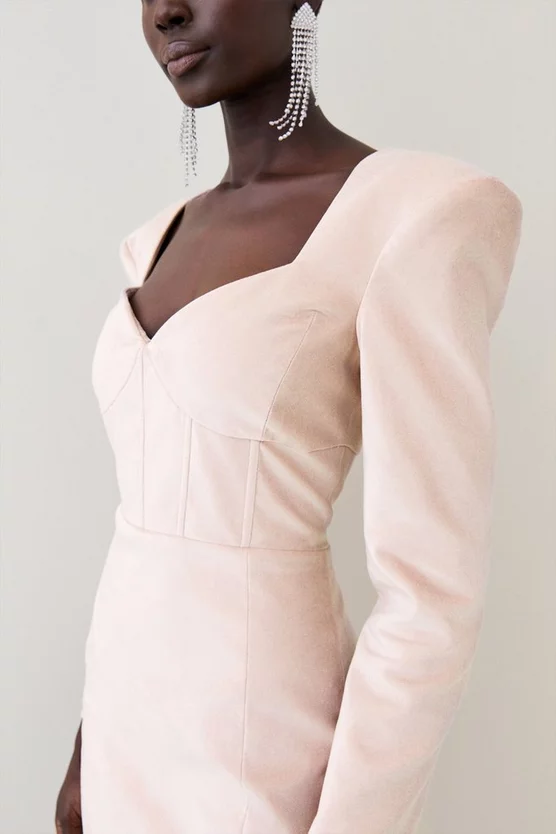 Hot Sale 🛒 Karen Millen Velvet Corset Waist Detail Sleeved Mini 👗 Dress 🌟 4 Hot Sale 🛒 Karen Millen Velvet Corset Waist Detail Sleeved Mini 👗 Dress 🌟 - Image 2