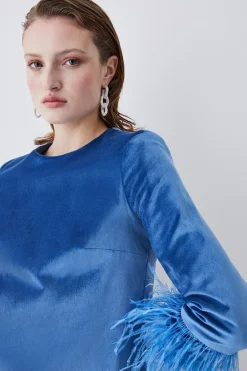 Cheap 🔔 Karen Millen Velvet & Feather Sleeved Mini 👗 Dress 🛒 11 Cheap 🔔 Karen Millen Velvet & Feather Sleeved Mini 👗 Dress 🛒 -Karen Millen Outlet store bkk07450 aqua xl 2