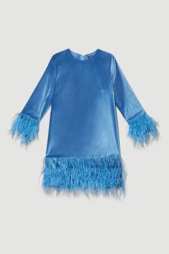 Cheap 🔔 Karen Millen Velvet & Feather Sleeved Mini 👗 Dress 🛒 12 Cheap 🔔 Karen Millen Velvet & Feather Sleeved Mini 👗 Dress 🛒 -Karen Millen Outlet store bkk07450 aqua xl 3