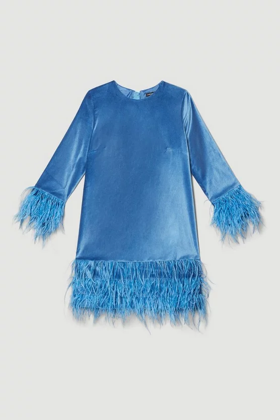 Cheap 🔔 Karen Millen Velvet & Feather Sleeved Mini 👗 Dress 🛒 6 Cheap 🔔 Karen Millen Velvet & Feather Sleeved Mini 👗 Dress 🛒 - Image 4