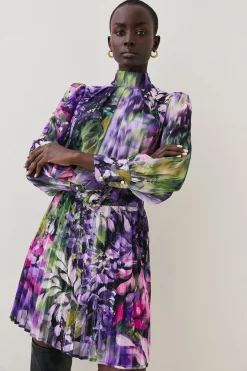 Hot Sale ✔️ Karen Millen Floral Georgette Woven Mini 👗 Dress 😀