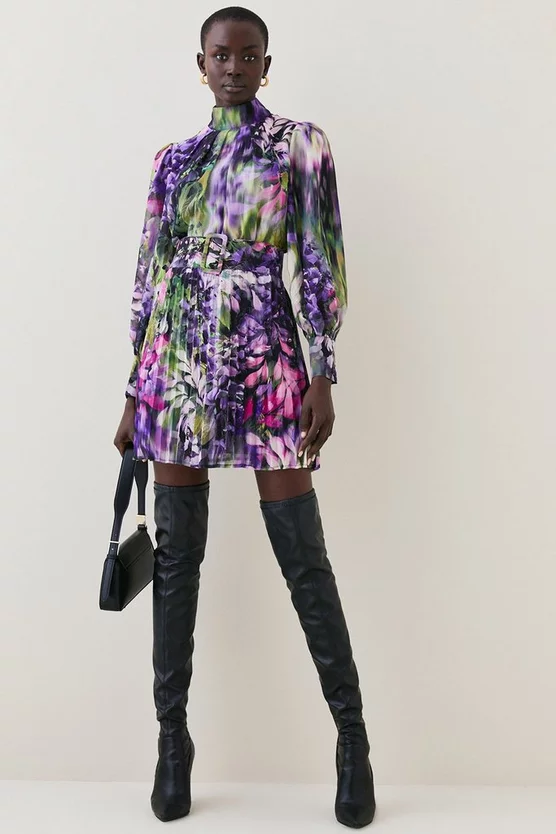 Hot Sale ✔️ Karen Millen Floral Georgette Woven Mini 👗 Dress 😀 4 Hot Sale ✔️ Karen Millen Floral Georgette Woven Mini 👗 Dress 😀 - Image 2