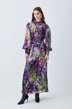 Hot Sale π Karen Millen Tall Floral Georgette Woven π Shirt Midi π Dress β€οΈ