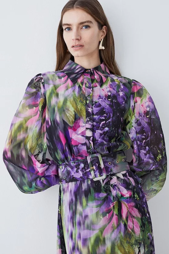 Hot Sale 🎉 Karen Millen Tall Floral Georgette Woven 👕 Shirt Midi 👗 Dress ❤️ 4 Hot Sale 🎉 Karen Millen Tall Floral Georgette Woven 👕 Shirt Midi 👗 Dress ❤️ - Image 2