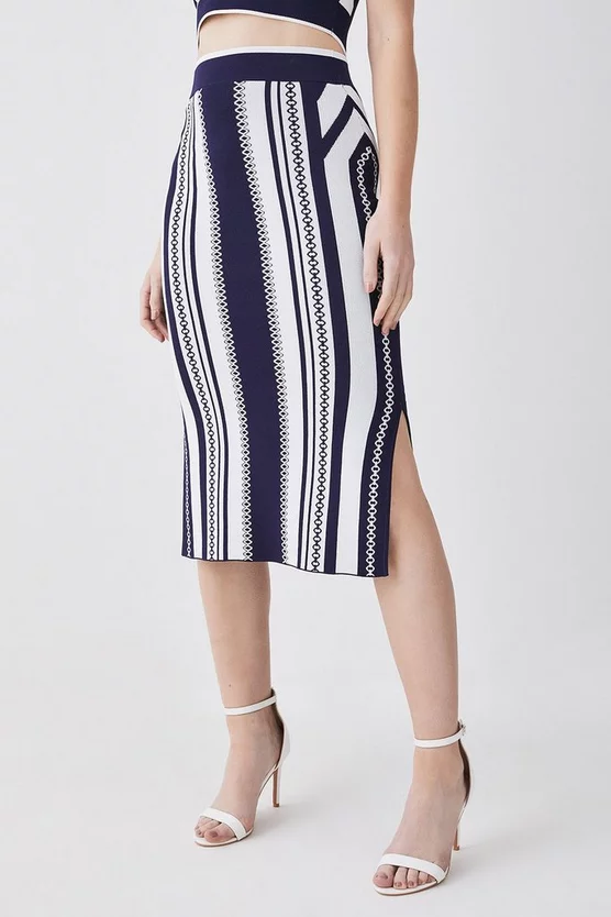 Best Pirce โจ Karen Millen Chain Jacquard Knit Midaxi ๐ Skirt - navy โค๏ธ 4 Best Pirce โจ Karen Millen Chain Jacquard Knit Midaxi ๐ Skirt - navy โค๏ธ - Image 2