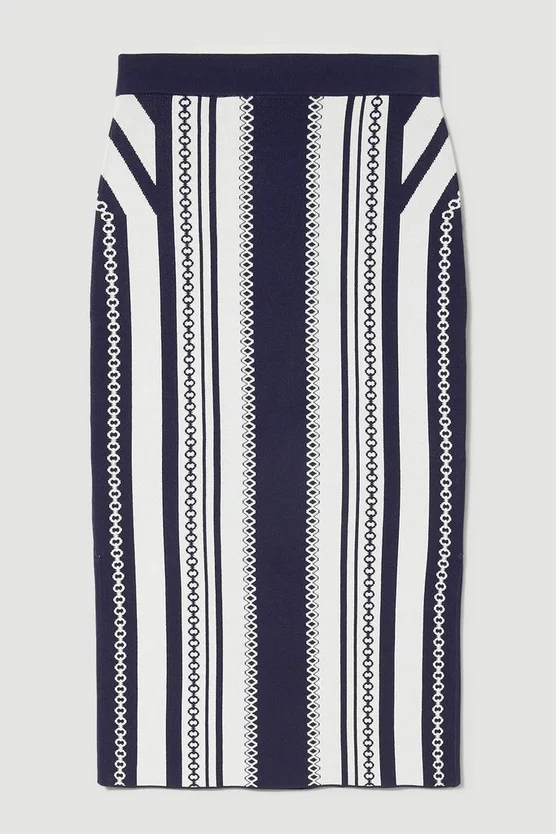 Best Pirce โจ Karen Millen Chain Jacquard Knit Midaxi ๐ Skirt - navy โค๏ธ 6 Best Pirce โจ Karen Millen Chain Jacquard Knit Midaxi ๐ Skirt - navy โค๏ธ - Image 4