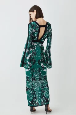 Wholesale ❤️ Karen Millen Tall Slinky Jacquard Full Sleeve Knitted Maxi 👗 Dress - green 🥰 -Karen Millen Outlet store bkk07474 green xl 2