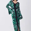 Wholesale 🎉 Karen Millen Petite Slinky Jacquard Full Sleeve Knitted Maxi 👗 Dress - dark green ⭐