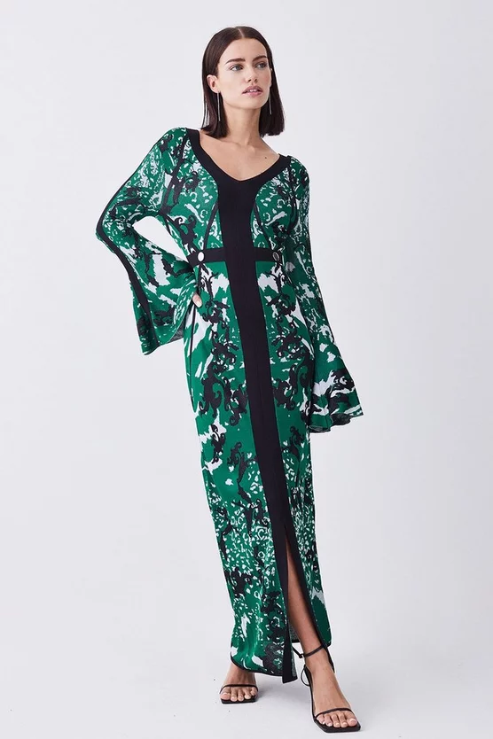 Wholesale ๐ Karen Millen Petite Slinky Jacquard Full Sleeve Knitted Maxi ๐ Dress - dark green โญ 3 Wholesale ๐ Karen Millen Petite Slinky Jacquard Full Sleeve Knitted Maxi ๐ Dress - dark green โญ