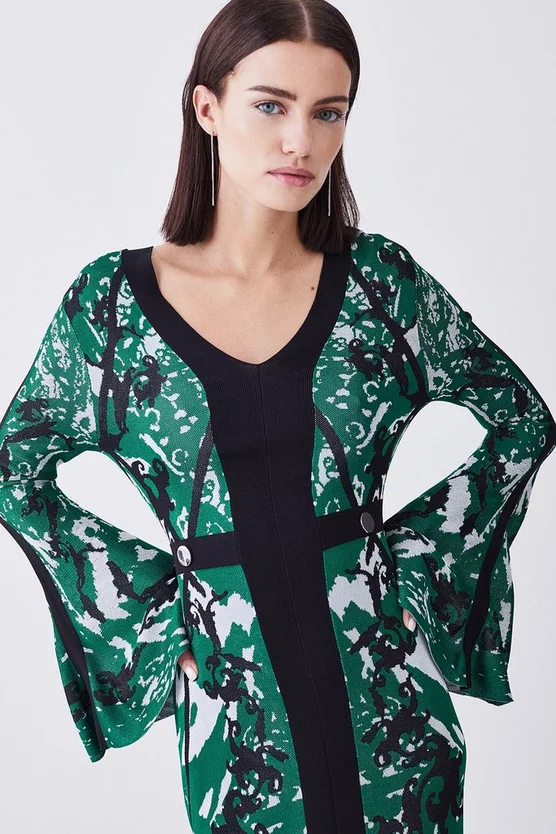 Wholesale ๐ Karen Millen Petite Slinky Jacquard Full Sleeve Knitted Maxi ๐ Dress - dark green โญ 4 Wholesale ๐ Karen Millen Petite Slinky Jacquard Full Sleeve Knitted Maxi ๐ Dress - dark green โญ - Image 2