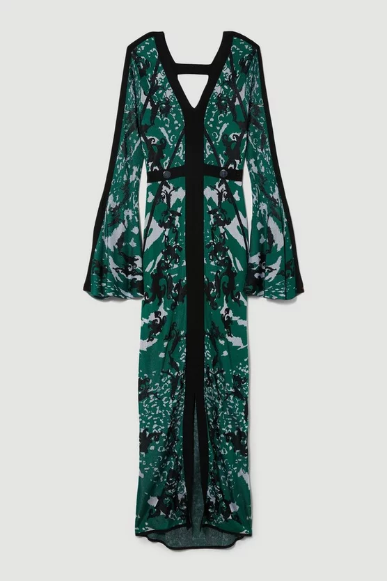 Wholesale ๐ Karen Millen Petite Slinky Jacquard Full Sleeve Knitted Maxi ๐ Dress - dark green โญ 6 Wholesale ๐ Karen Millen Petite Slinky Jacquard Full Sleeve Knitted Maxi ๐ Dress - dark green โญ - Image 4