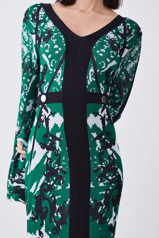 Wholesale ๐ Karen Millen Petite Slinky Jacquard Full Sleeve Knitted Maxi ๐ Dress - dark green โญ 7 Wholesale ๐ Karen Millen Petite Slinky Jacquard Full Sleeve Knitted Maxi ๐ Dress - dark green โญ - Image 5