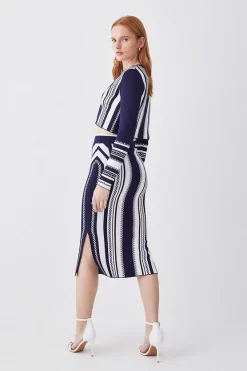 Best reviews of ✨ Karen Millen Chain Jacquard Knit Cardigan - navy 🤩 -Karen Millen Outlet store bkk07480 navy xl 2