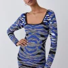 Top 10 ✔️ Karen Millen Abstract Jacquard Knitted Mini 👗 Dress - cobalt ⭐ -Karen Millen Outlet store bkk07493 cobalt xl