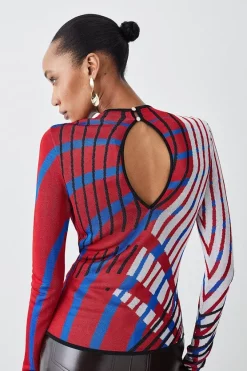 Buy ๐ Karen Millen Slinky Crew Neck Jacquard Abstract Knit Top - red ๐ 10 Buy ๐ Karen Millen Slinky Crew Neck Jacquard Abstract Knit Top - red ๐ -Karen Millen Outlet store bkk07499 red xl 2