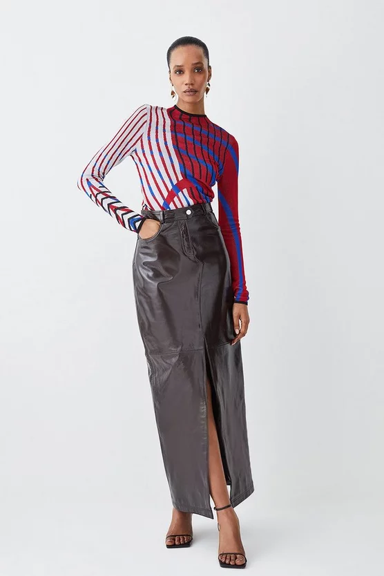 Buy ๐ Karen Millen Slinky Crew Neck Jacquard Abstract Knit Top - red ๐ 7 Buy ๐ Karen Millen Slinky Crew Neck Jacquard Abstract Knit Top - red ๐ - Image 5