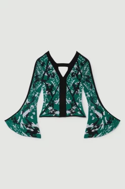 Cheapest 🎉 Karen Millen Slinky Embellished Jacquard Knit Top - dark green ✔️ -Karen Millen Outlet store bkk07500 dark20green xl 3