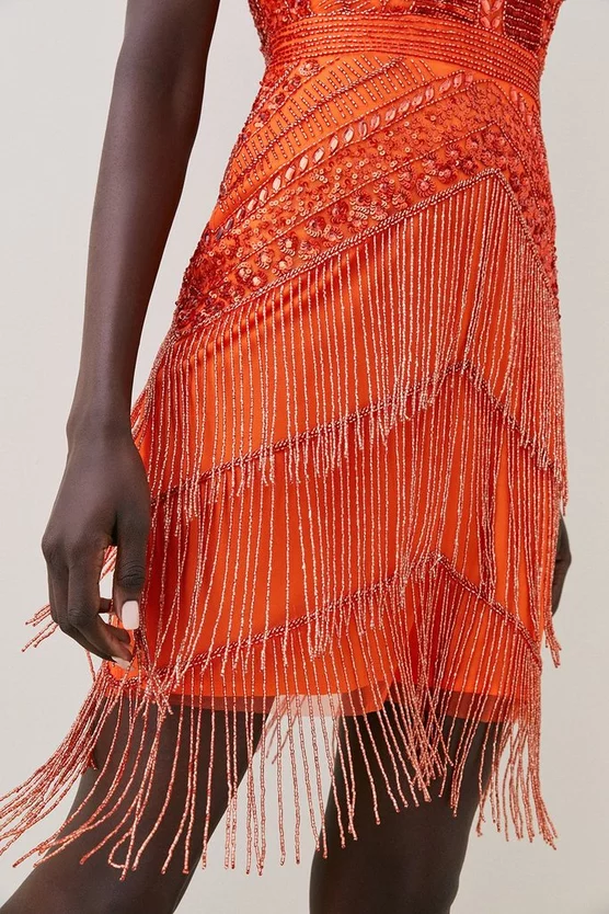 Best deal โ Karen Millen Embellished Halter Fringed Mini ๐ Dress - orange ๐ 4 Best deal โ Karen Millen Embellished Halter Fringed Mini ๐ Dress - orange ๐ - Image 2