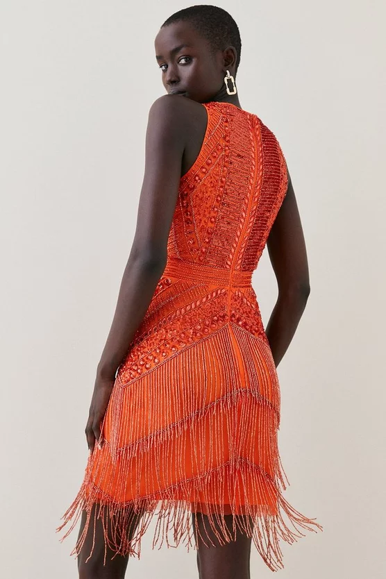 Best deal โ Karen Millen Embellished Halter Fringed Mini ๐ Dress - orange ๐ 5 Best deal โ Karen Millen Embellished Halter Fringed Mini ๐ Dress - orange ๐ - Image 3