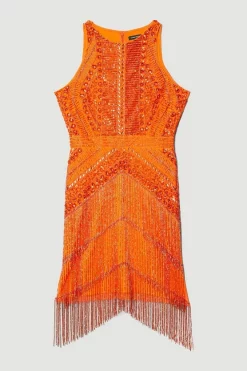Best deal โ Karen Millen Embellished Halter Fringed Mini ๐ Dress - orange ๐ 12 Best deal โ Karen Millen Embellished Halter Fringed Mini ๐ Dress - orange ๐ -Karen Millen Outlet store bkk07528 orange xl 3