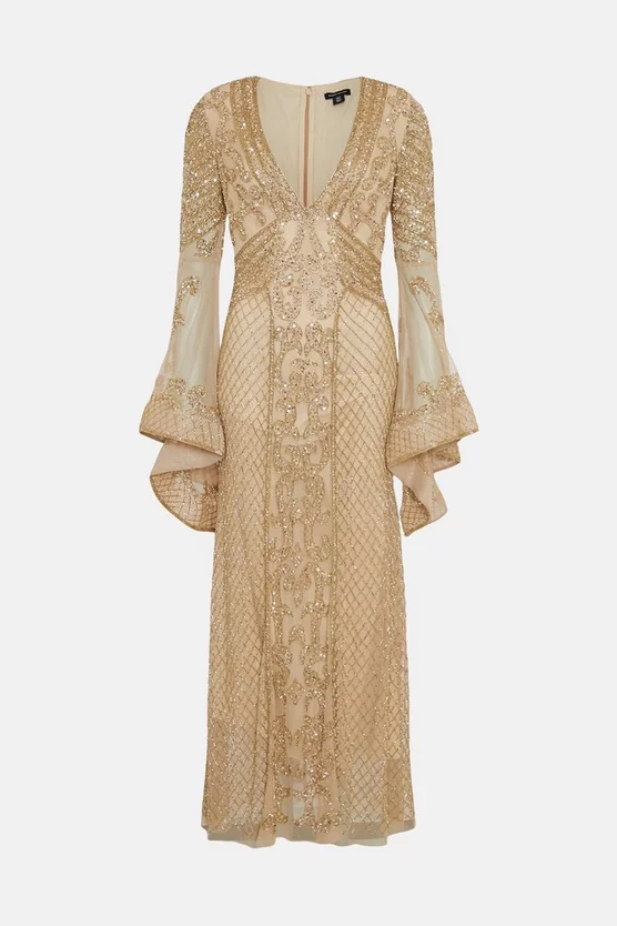 Budget ๐ Karen Millen Embellished Kimono Sleeve Beaded Maxi ๐ Dress - gold ๐ฏ 6 Budget ๐ Karen Millen Embellished Kimono Sleeve Beaded Maxi ๐ Dress - gold ๐ฏ - Image 4