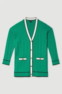 Top 10 😉 Karen Millen Military Style Cable Knit Long Cardigan - green ⭐ -Karen Millen Outlet store bkk07559 green xl 3