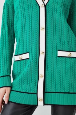 Top 10 😉 Karen Millen Military Style Cable Knit Long Cardigan - green ⭐ -Karen Millen Outlet store bkk07559 green xl 4