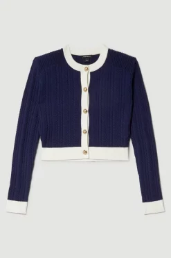 Brand new 😍 Karen Millen Military Style Cable Knit Crop Cardigan - navy ✨ -Karen Millen Outlet store bkk07561 navy xl 3