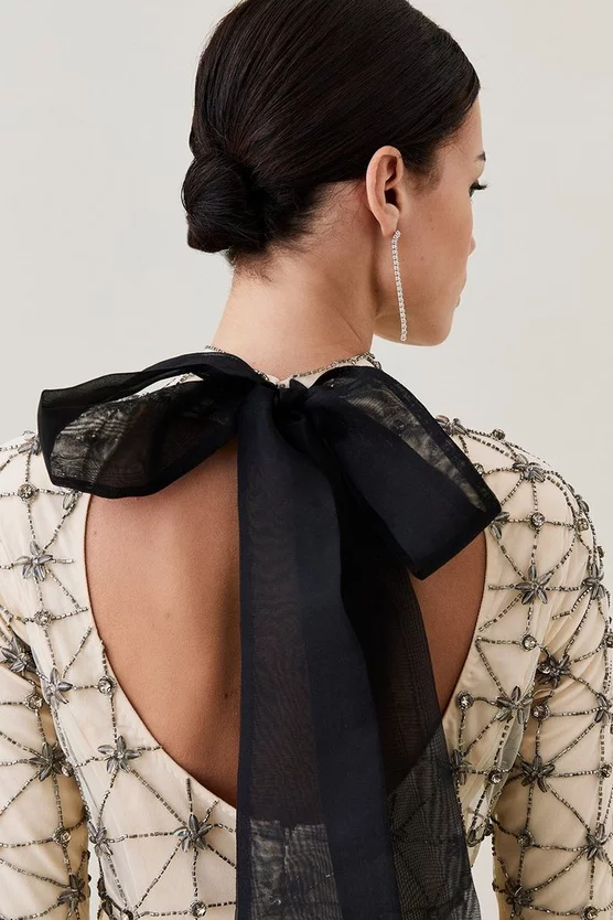 Coupon ⌛ Karen Millen Petite Lydia Millen Embellished Tie Detail Woven Mini 👗 Dress - ivory 😀 4 Coupon ⌛ Karen Millen Petite Lydia Millen Embellished Tie Detail Woven Mini 👗 Dress - ivory 😀 - Image 2