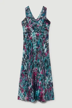 Best deal 🧨 Karen Millen Ombre Tile Pleat Corset Detail Woven Maxi 👗 Dress - purple 🧨 -Karen Millen Outlet store bkk07565 purple xl 3