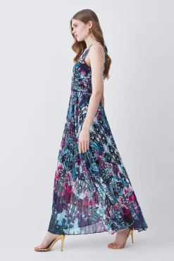 Best deal 🧨 Karen Millen Ombre Tile Pleat Corset Detail Woven Maxi 👗 Dress - purple 🧨 -Karen Millen Outlet store bkk07565 purple xl 4