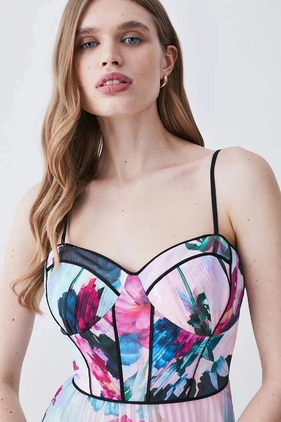 Best Sale ✨ Karen Millen Floral Pleat Corset Detail Woven Strappy Midi 👗 Dress 🎁 4 Best Sale ✨ Karen Millen Floral Pleat Corset Detail Woven Strappy Midi 👗 Dress 🎁 - Image 2