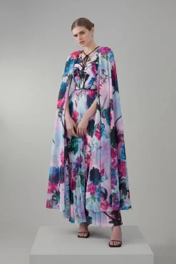 Discount 🎁 Karen Millen Floral Pleated Corset Woven Maxi 👗 Dress With Detachable Cape ❤️ 12 Discount 🎁 Karen Millen Floral Pleated Corset Woven Maxi 👗 Dress With Detachable Cape ❤️ -Karen Millen Outlet store bkk07571 floral xl 2