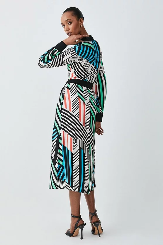 Promo 🎉 Karen Millen Spliced Stripe Belted Woven Midi 👕 Shirt 👗 Dress ⌛ 5 Promo 🎉 Karen Millen Spliced Stripe Belted Woven Midi 👕 Shirt 👗 Dress ⌛ - Image 3