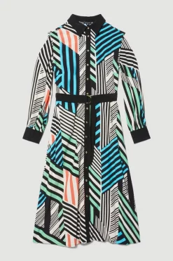 Promo 🎉 Karen Millen Spliced Stripe Belted Woven Midi 👕 Shirt 👗 Dress ⌛ 11 Promo 🎉 Karen Millen Spliced Stripe Belted Woven Midi 👕 Shirt 👗 Dress ⌛ -Karen Millen Outlet store bkk07586 stripe xl 3